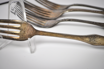 Set of 5 Antique Rogers Silver Apple Blossom Forks - Décor & Collections - Silver Forks - Floral Pattern 1906