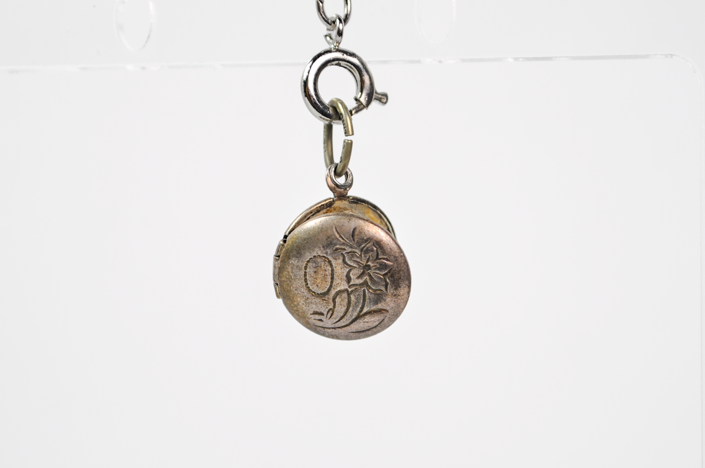 Vintage Beau Sterling Silver Floral Locket Charm - Stamped and Tested Sterling Silver - Beautiful Floral Design - Does Not Clasp