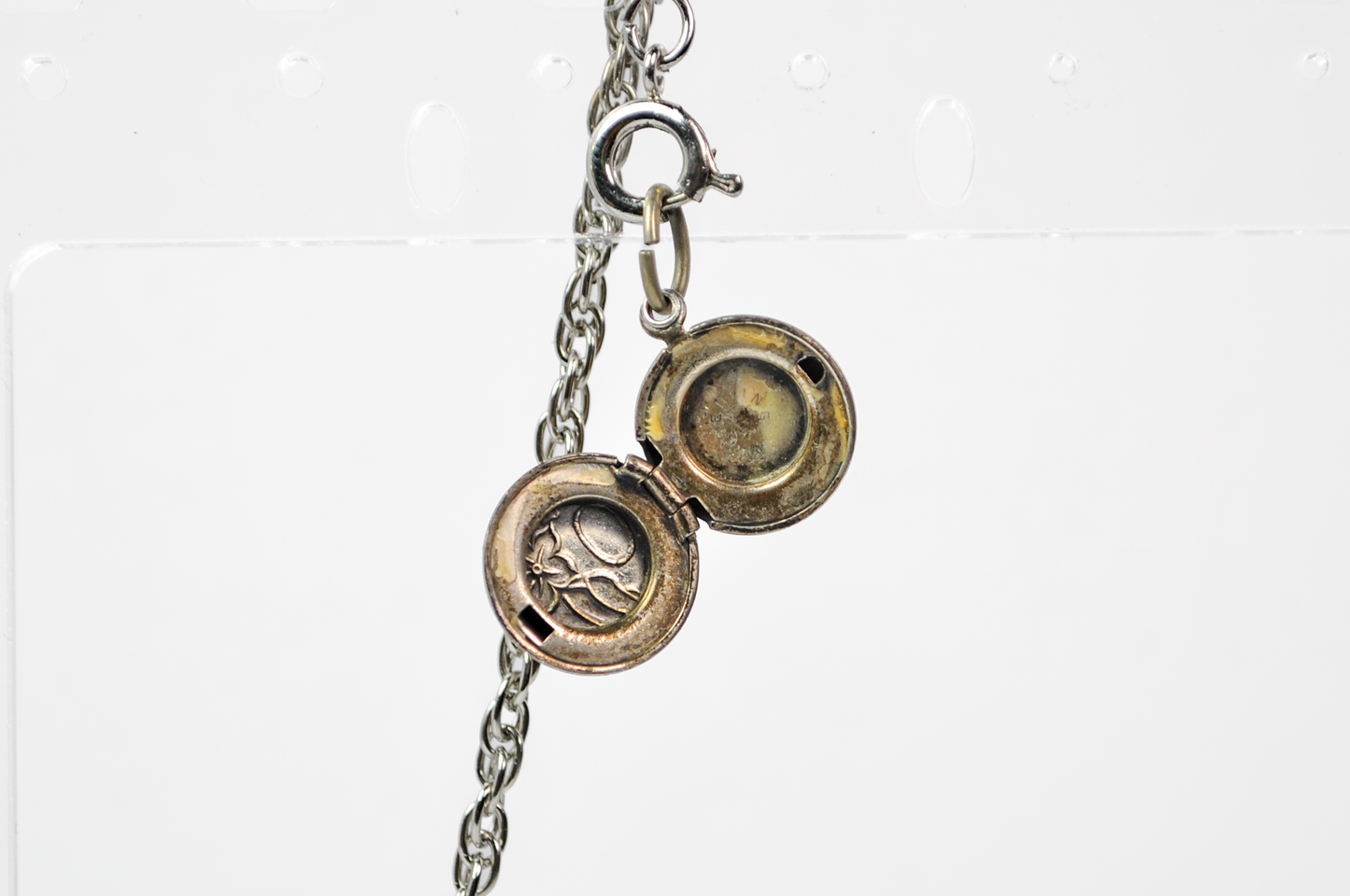 Vintage Beau Sterling Silver Floral Locket Charm - Stamped and Tested Sterling Silver - Beautiful Floral Design - Does Not Clasp