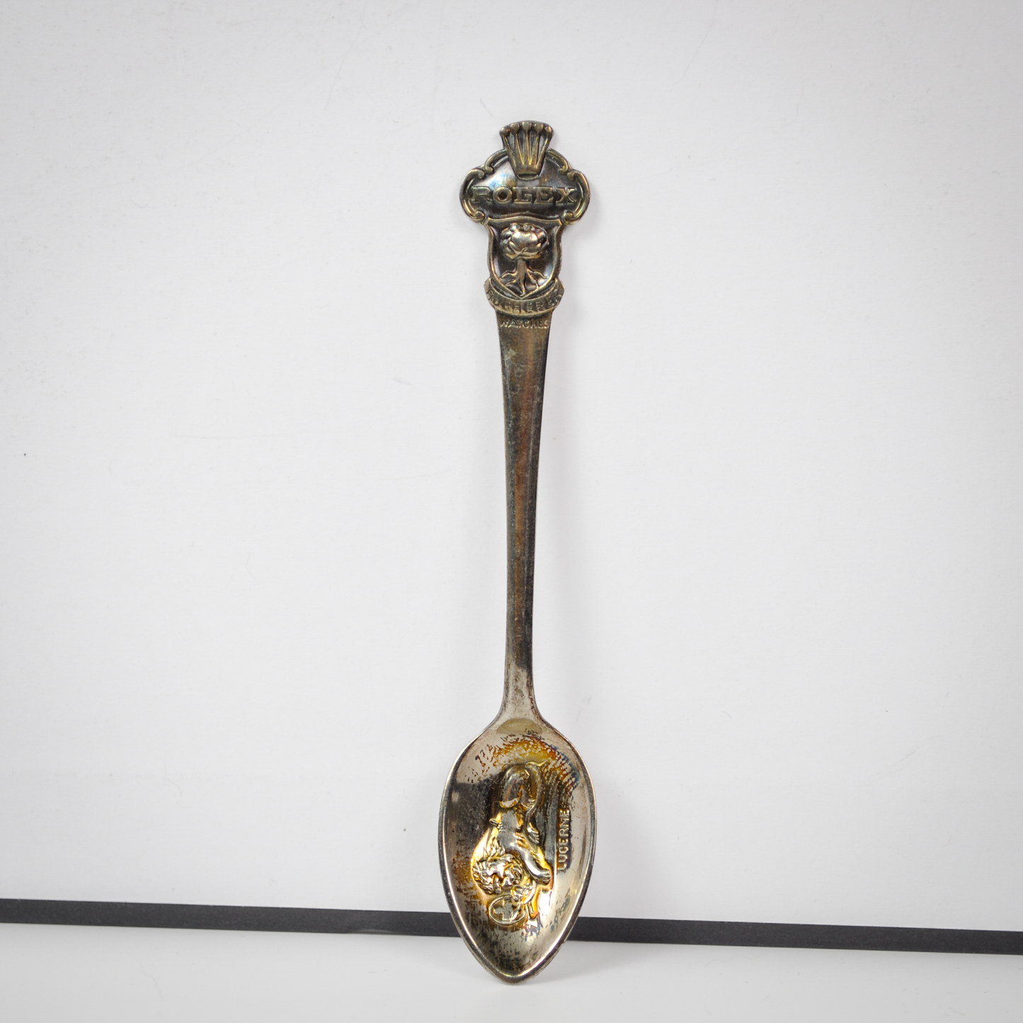 Vintage Set of 2 Lucerne Rolex Tea Spoons - Tested Silverplate - Rolex Bucherer - Slightly Different Designs