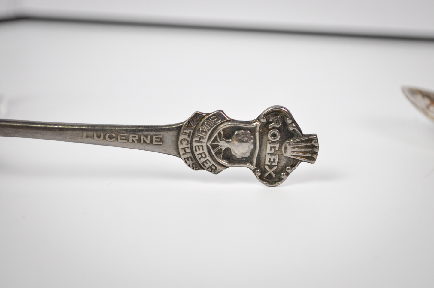 Vintage Set of 2 Lucerne Rolex Tea Spoons - Tested Silverplate - Rolex Bucherer - Slightly Different Designs