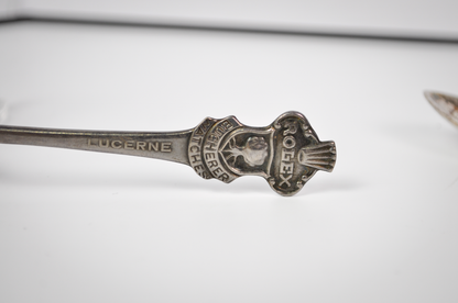 Vintage Set of 2 Lucerne Rolex Tea Spoons - Tested Silverplate - Rolex Bucherer - Slightly Different Designs