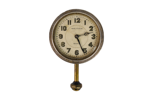 Set of 2 Waltham 8-Day Automobile Clocks - Antique Car Clocks - One Working One Not - For Repair/Parts