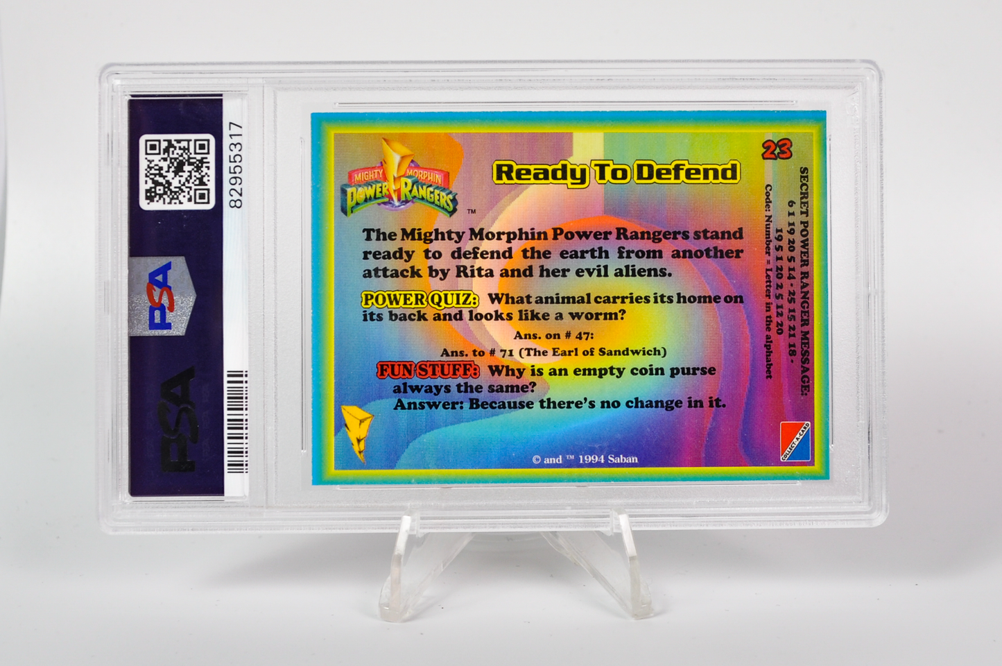 Ready To Defend #23 - 1994 Mighty Morphin Power Rangers Season 1 - PSA 8, Near Mint-Mint - PSA Graded Power Rangers Cards
