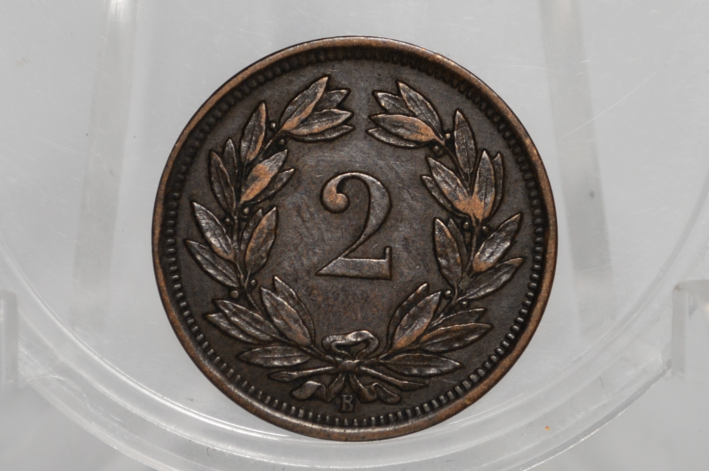 1879 Switzerland 2 Rappen - XF/AU - 1879 Helvetica 2 Rappen Swiss Two Rappen 1879, Great Coin - 990,000 Minted