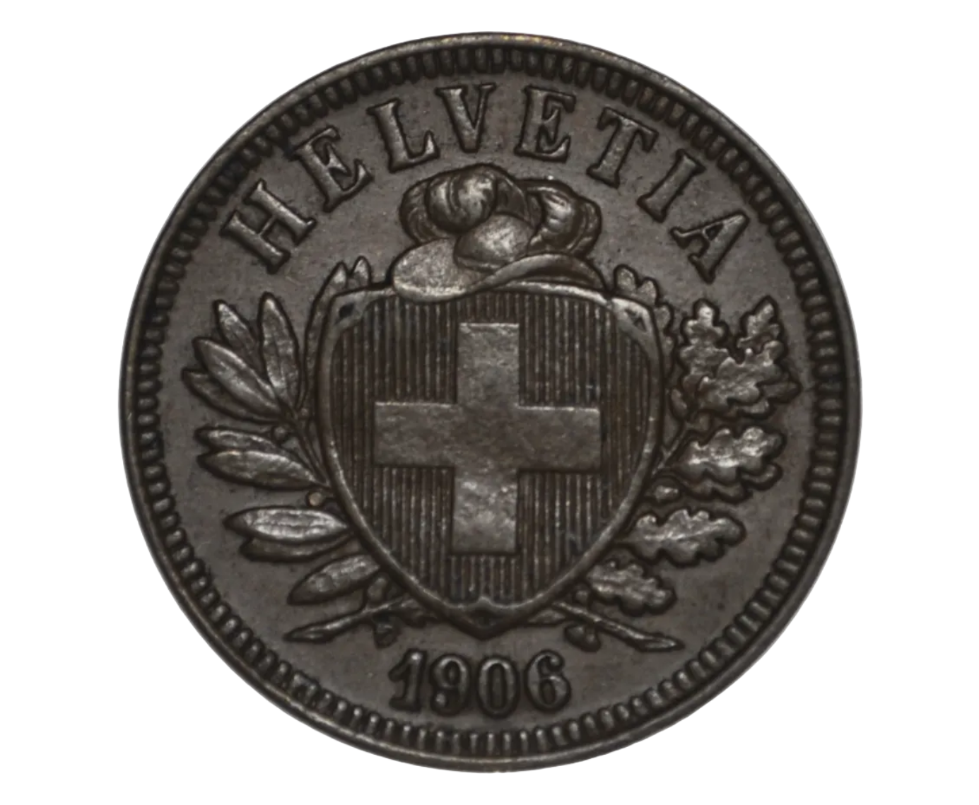 1906 Switzerland 2 Rappen - AU - 1906 Helvetica 2 Rappen Swiss Two Rappen 1906, Great Coin - 500,000 Minted
