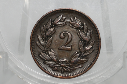 1908 Switzerland 2 Rappen - XF - 1908 Helvetica 2 Rappen Swiss Two Rappen 1908, Great Coin - 1,000,000 Minted