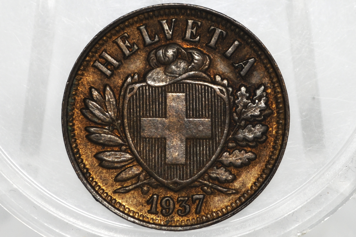 1937 Switzerland 2 Rappen - UNC - 1937 Helvetica 2 Rappen Swiss Two Rappen 1937, Great Coin - 1,200,000 Minted