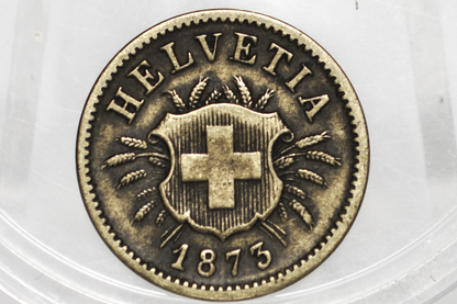 1873 Switzerland 5 Rappen - VF - 1873 Helvetica 5 Rappen Swiss Five Rappen 1873