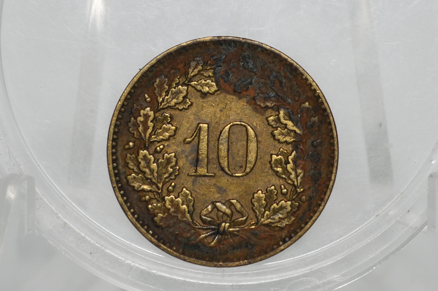 1919-B Brass Variety Switzerland 10 Rappen - XF - 1919 Helvetica 10 Rappen Swiss Ten Rappen 1919 - 3,000,000 Minted - WWI Emergency Issue