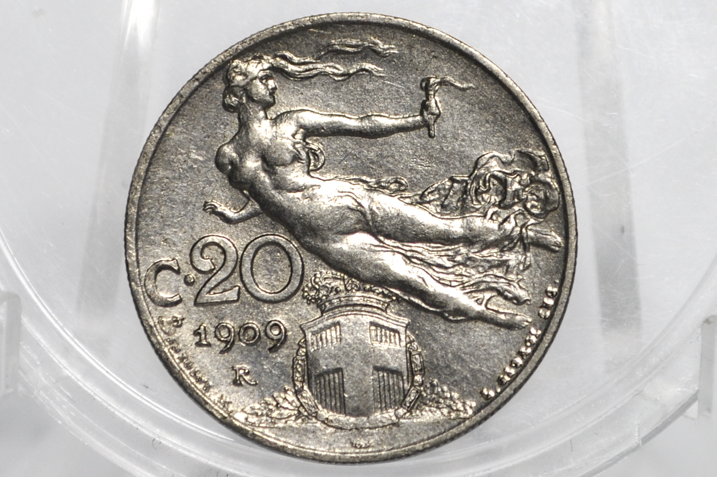 1909 Italian 20 Centesimi Coin - UNC - Vittorio Emanuele III - Beautiful Design & Artwork - Italy 20 Centesimi