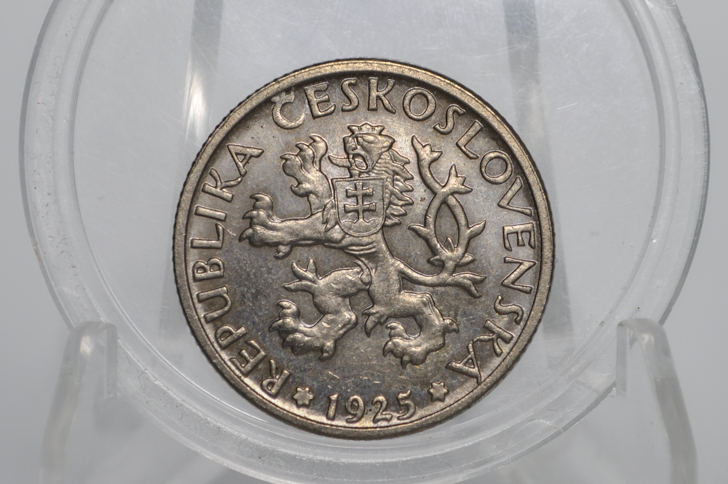 1925 Czechoslovakia 1 Koruna - Choice UNC - Beautiful Coin - One Koruna 1925 - Czech Lion with Slovak shield