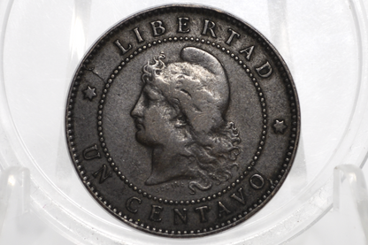 Rare 1894 Republic of Argentina Un Centavo - XF+ - Weak Strike Reverse Die Crack - 1894 Un Centavo Argentina