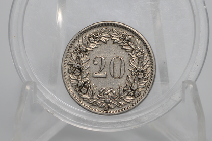 1924 Switzerland 20 Rappen - XF - 1924 Helvetica 20 Rappen - Swiss 20 Rappen 1924 - Great Coin