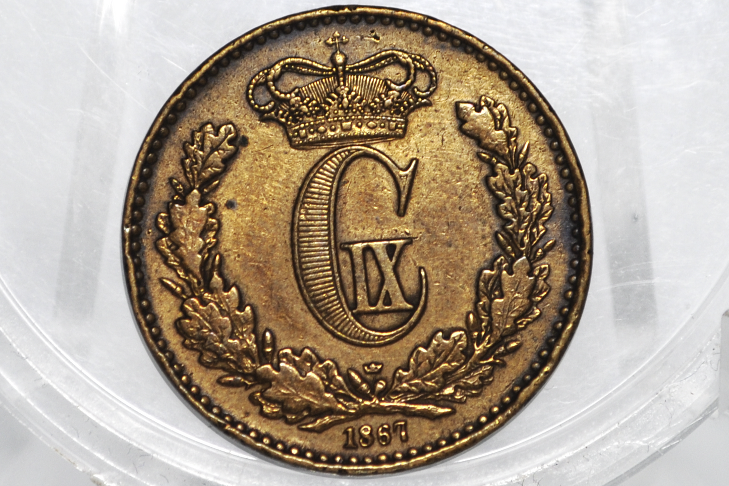 1867 Denmark 1 Rigsmont Skilling - UNC Detail - Denmark Rigsmont Skilling Coin 1867