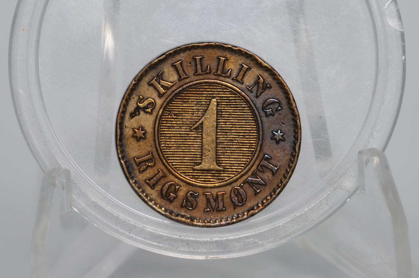 1867 Denmark 1 Rigsmont Skilling - UNC Detail - Denmark Rigsmont Skilling Coin 1867