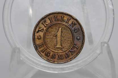 1867 Denmark 1 Rigsmont Skilling - UNC Detail - Denmark Rigsmont Skilling Coin 1867