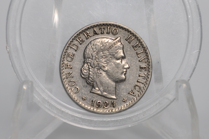1924 Switzerland 20 Rappen - XF - 1924 Helvetica 20 Rappen - Swiss 20 Rappen 1924 - Great Coin