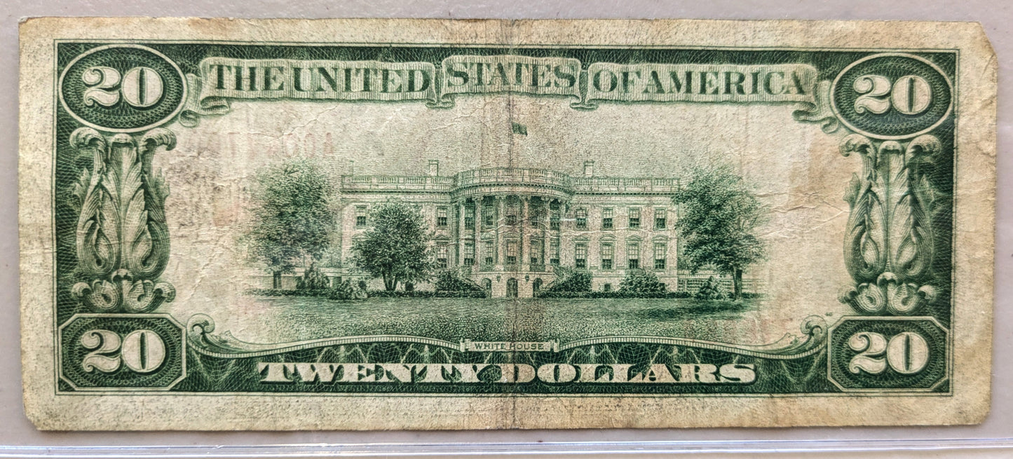 1929 20 Dollar National Currency Boston Note - Very Fine (VF) - Boston (A) Issue - 1929 Brown Seal 20 Dollar FRBN Note - Fr#1870-A