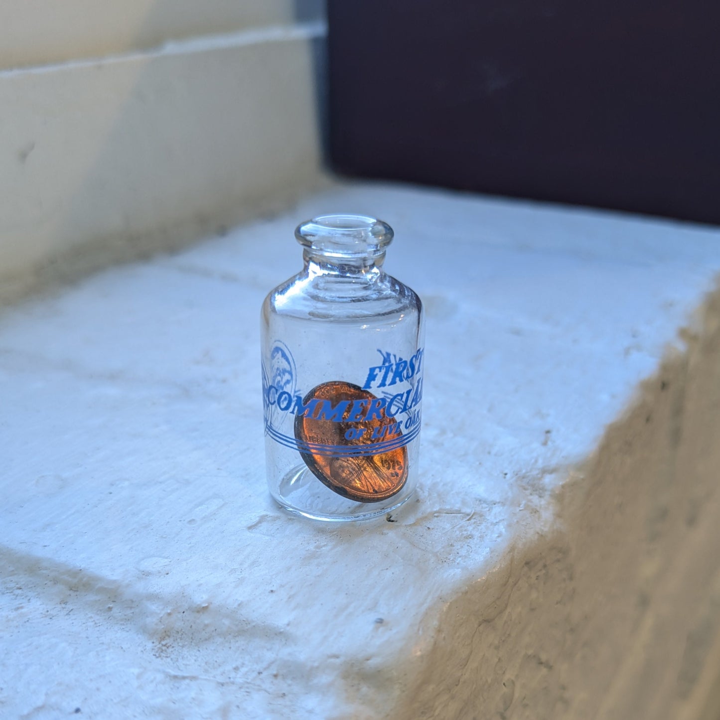 First Commercial Bank of Live Oak Penny in bottle commemorative piece - 1975 Penny in bottle - Penny in bottle from Live Oak Bank opening 2008