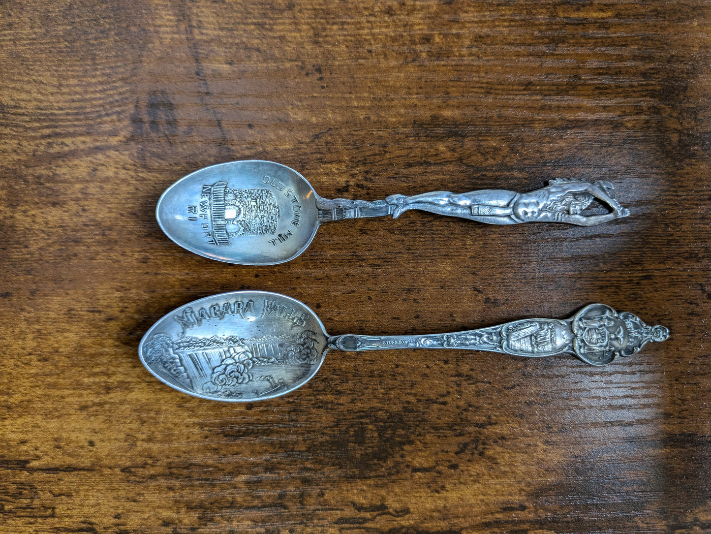 Sets of USA & Canada Silver Attraction Spoons - Silverplated & Sterling - United States of America & Canadian Attraction Spoons - Niagara Falls, Empire State Building, Hoover Dam, & More