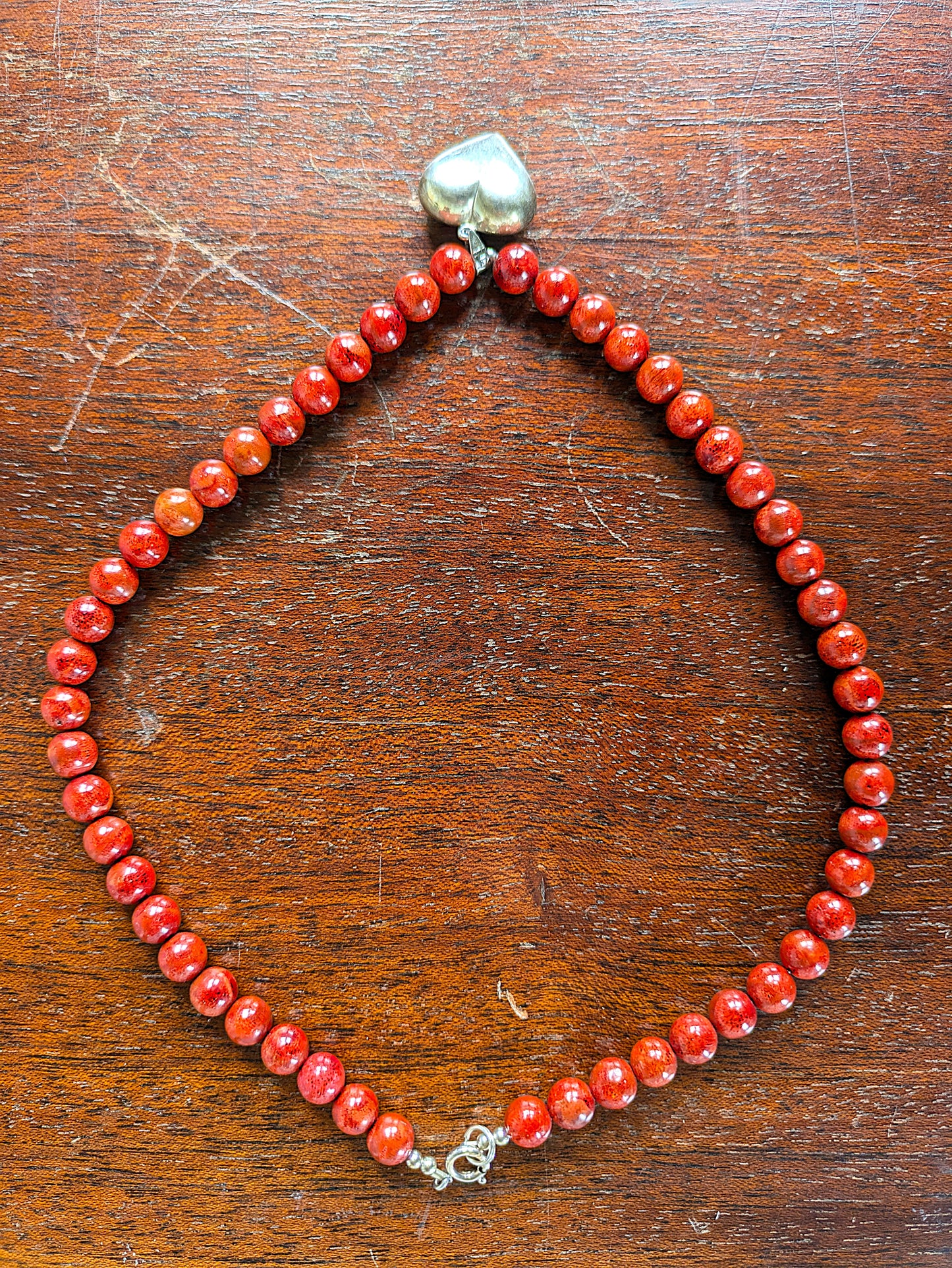 Elegant Sterling Silver Lee Sands Red Jasper Heart Necklace - 18 Inches - Lee Sands Jewelry - Red Jasper Necklace