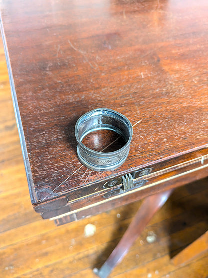Antique Silverplated Napkin Ring - Signed DYC - Silverplated Napkin Holder