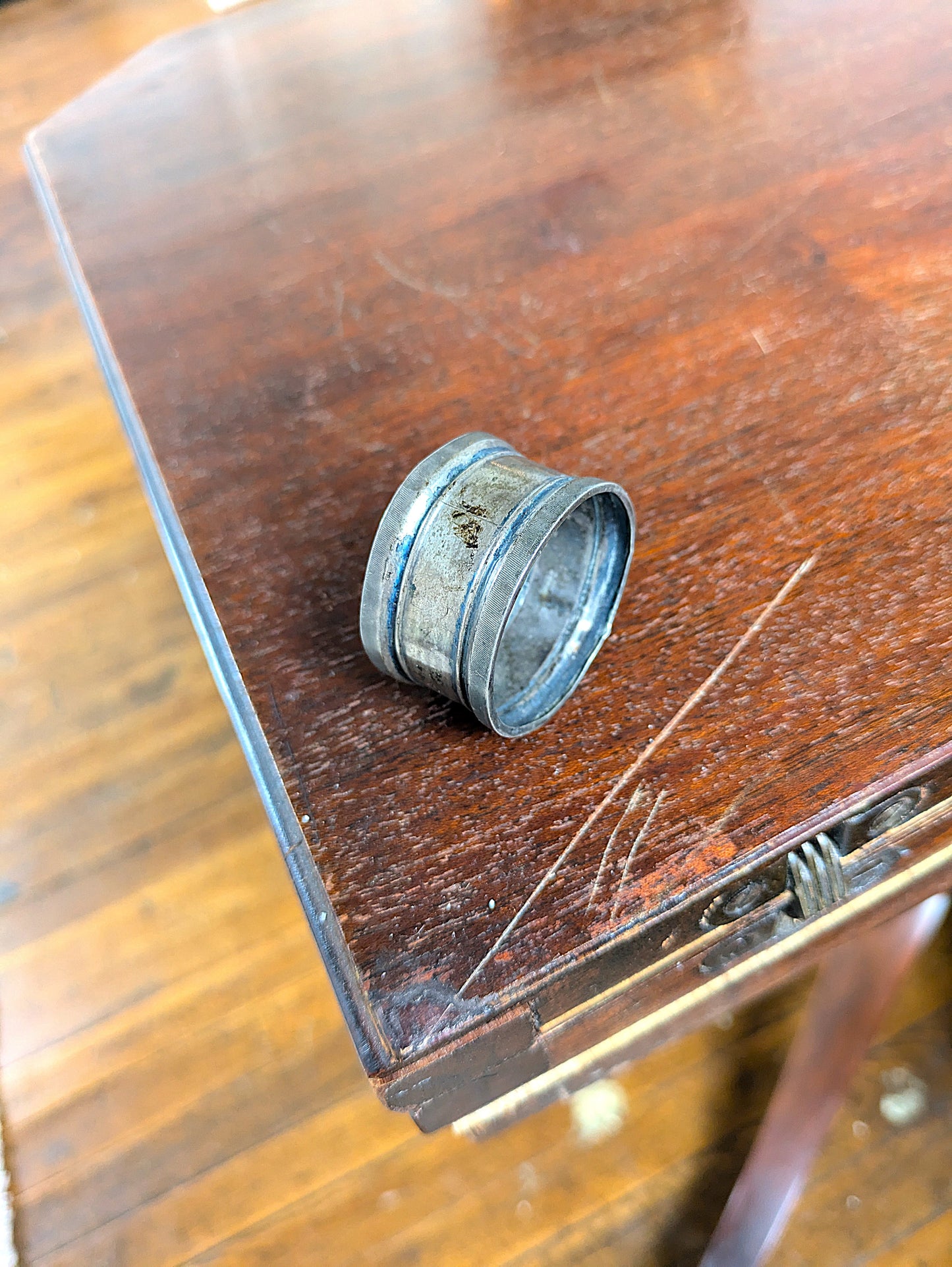 Antique Silverplated Napkin Ring - Signed DYC - Silverplated Napkin Holder