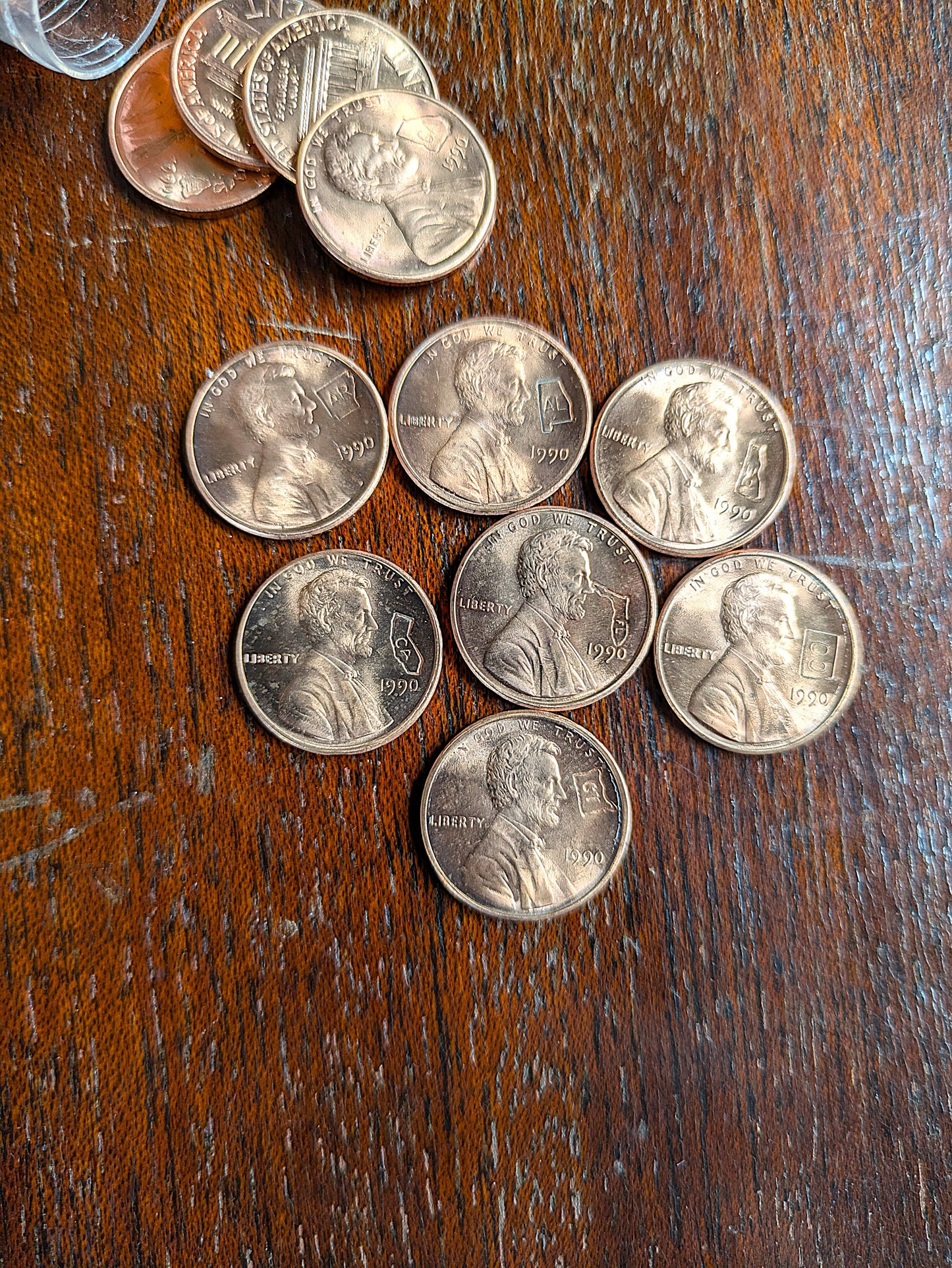 1990 50 Lincoln Memorial Penny State Counterstamps - Non-US Mint 50 Stamped Pennies - 1990 50 Lincoln State Pennies - 50 States 50 Pennies