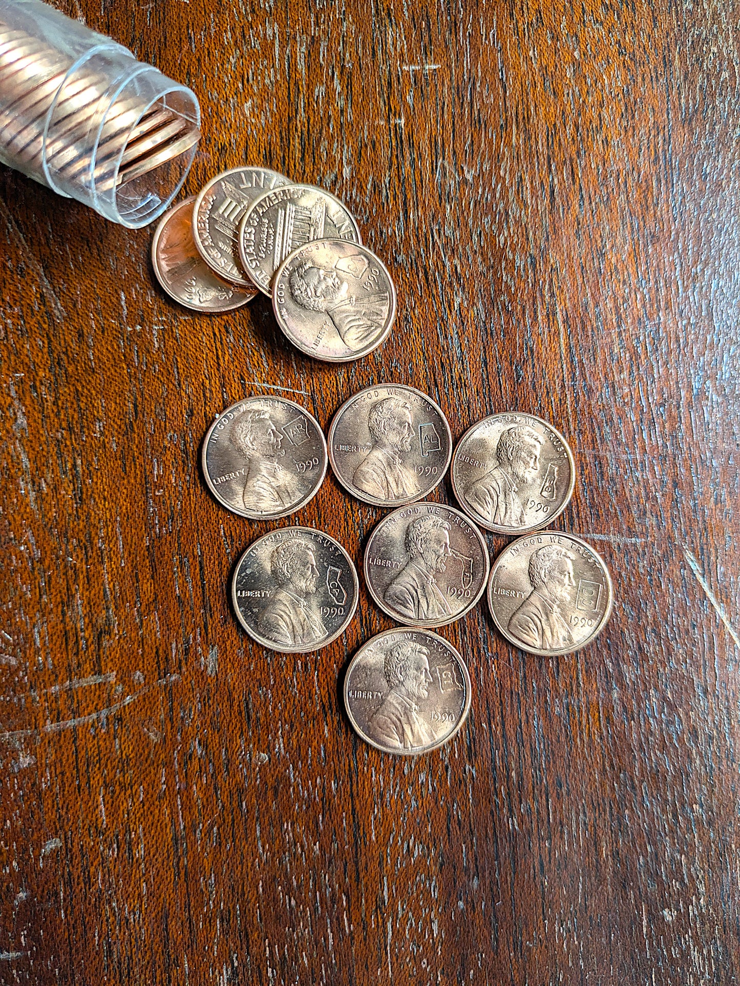 1990 50 Lincoln Memorial Penny State Counterstamps - Non-US Mint 50 Stamped Pennies - 1990 50 Lincoln State Pennies - 50 States 50 Pennies