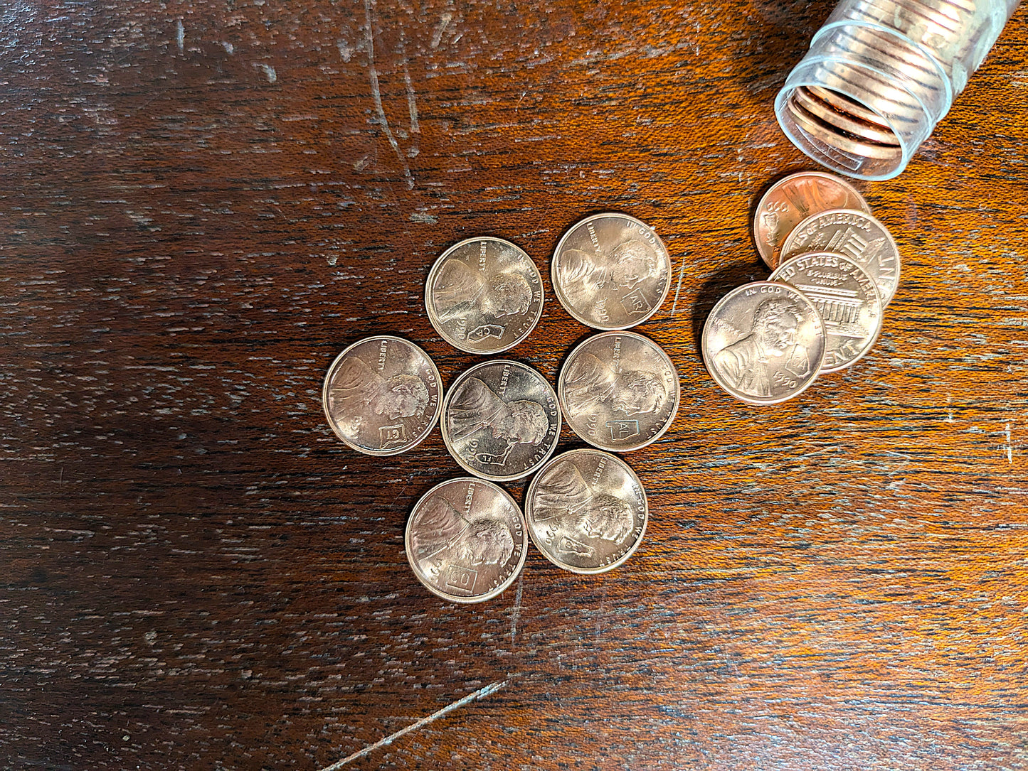 1990 50 Lincoln Memorial Penny State Counterstamps - Non-US Mint 50 Stamped Pennies - 1990 50 Lincoln State Pennies - 50 States 50 Pennies