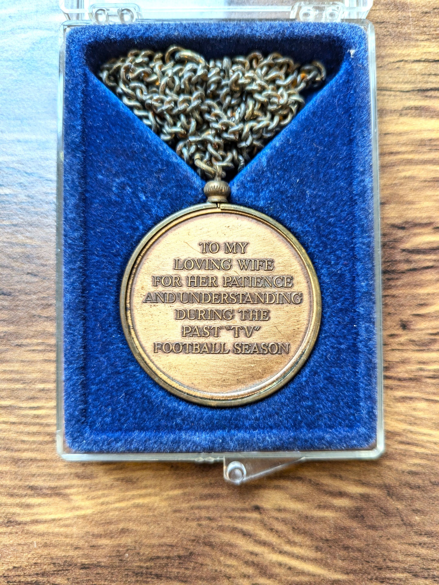 Hilarious "To My Loving Wife" Football Medallion - Football Wife Gag Gift - Patience & Understanding During Football Season