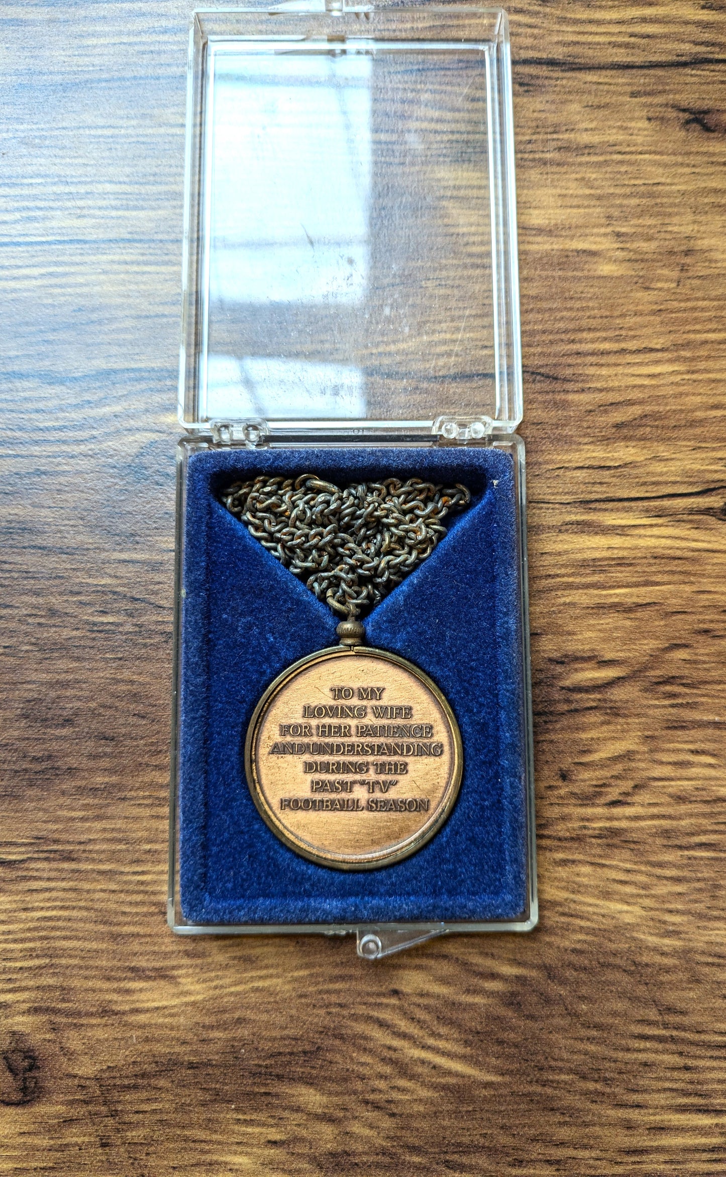 Hilarious "To My Loving Wife" Football Medallion - Football Wife Gag Gift - Patience & Understanding During Football Season