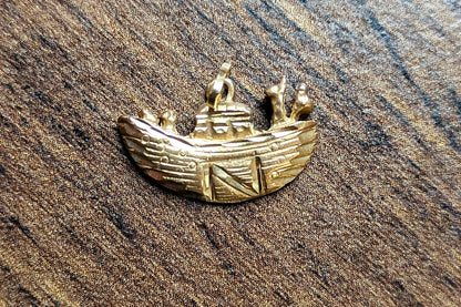 Detailed 10K Gold Noah's Ark Charm - Big N Gold Noah's Ark Charm - Noah's Ark Charm with Giraffes