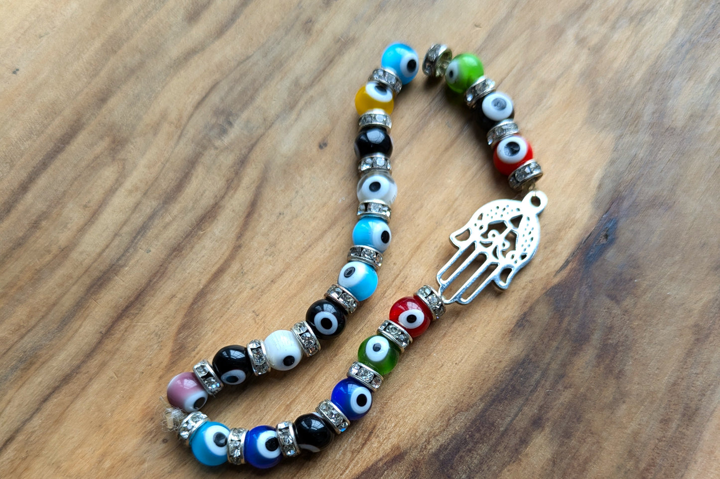 Spiritual Evil Eye Hamsa Hand Bracelet - Spiritual Protection Charm Bracelet - Elastic Bracelet