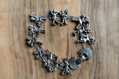 Amazing Tofa Silver Tone Sliding Charm Cheerleader Bracelet - 7 Inches - Signed "S.A." - Various Cheerleading Activities