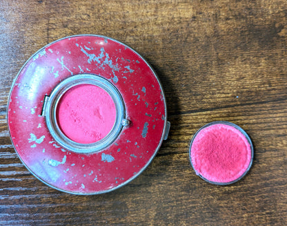 Vintage Compact Powder With Blush and Mirror - Unique Red On-The-Go Compact, Blush and Mirror