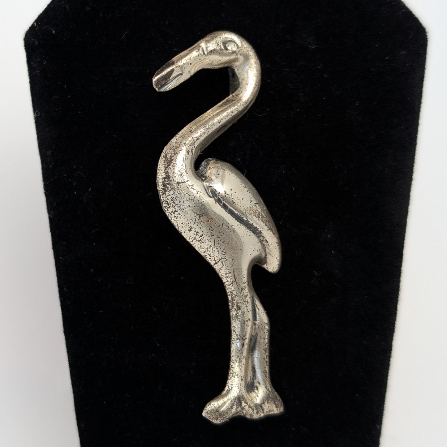 Vintage Large Sterling Flamingo Pin - 925 Silver - 2.5 inches tall - 5 Grams
