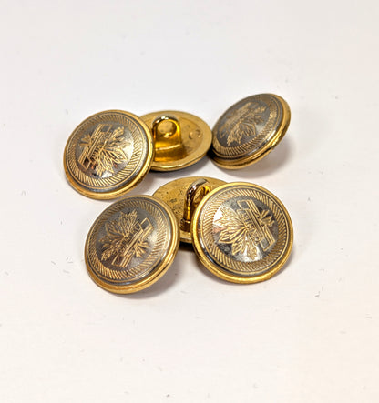 Vintage Lot of 6 Joseph A Bank Replacement Gold and Silver Tone Buttons Country and Sheaf Motif
