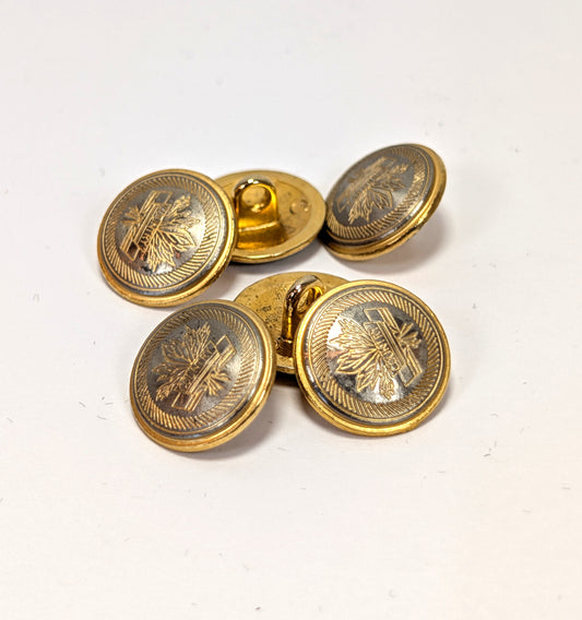 Vintage Lot of 6 Joseph A Bank Replacement Gold and Silver Tone Buttons Country and Sheaf Motif