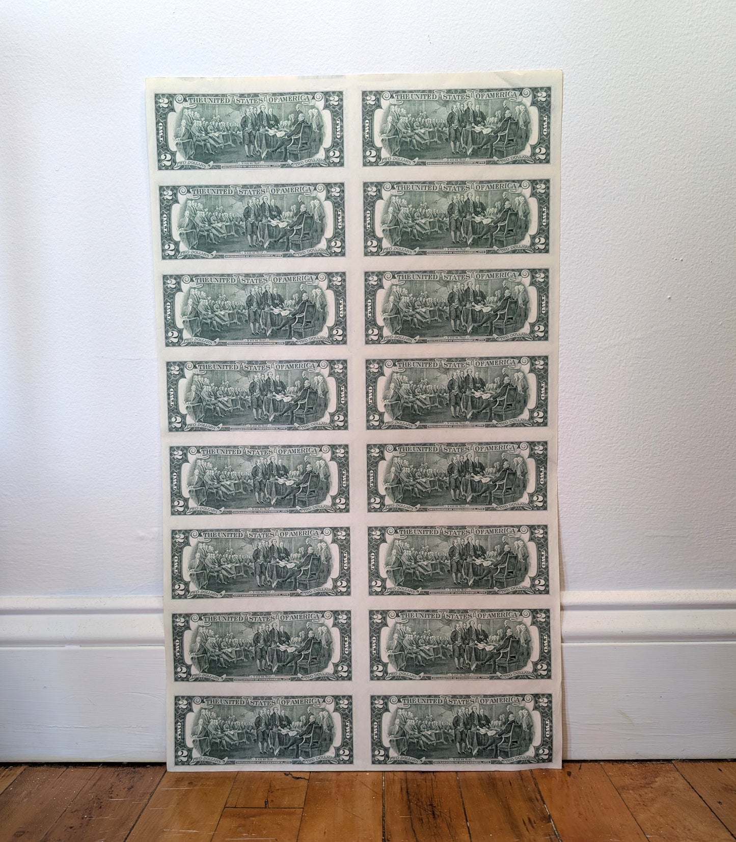 Rare *UNCUT SHEET* of 16 $2 STAR NOTES  From 1995 FR# 1936-F* Atlanta Federal Reserve
