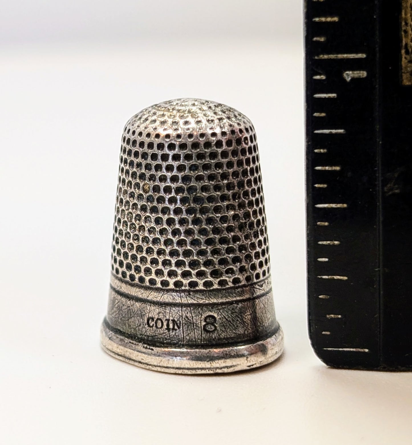 90% Silver Classic Thimble - Size 8 - Classic Blank Design, No Monogram - Vintage Coin Silver Signed Sewing Thimble