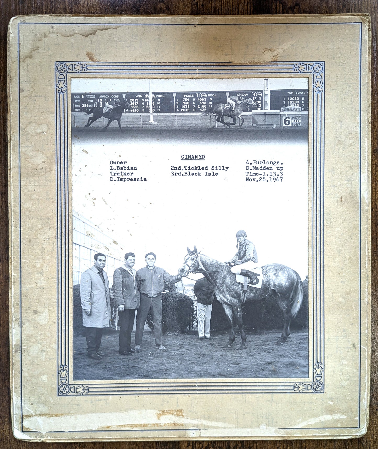 Horse Racing History Cimanyd Narragansett - Cimanyd Wins the Narragansett Race November 28th, 1967