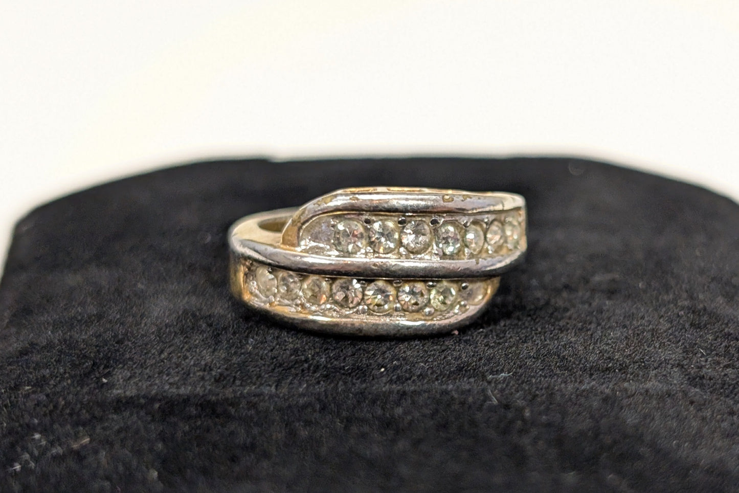 Shining 18K Gold Electroplated Double Decker CZ Ring - Size 6 - Stamped 18KT GE S/A