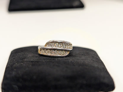 Shining 18K Gold Electroplated Double Decker CZ Ring - Size 6 - Stamped 18KT GE S/A