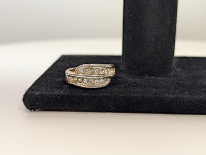 Shining 18K Gold Electroplated Double Decker CZ Ring - Size 6 - Stamped 18KT GE S/A