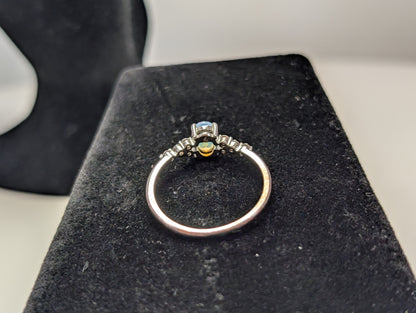 Ethiopian Welo Opal Ring - Size 9 - Stamped FJ - Rhinestone Studded Shoulders