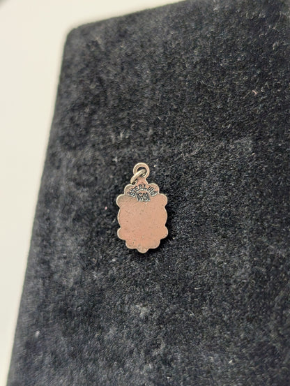 Rare Small Sterling Silver Native Southwest Turquoise & Coral Chip Inlay Pendant - Stamped and Tested Sterling Silver - Elongated Scroll - Wheeler Manufacturing