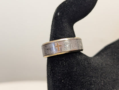 Rare The Lord's Prayer Men's Faith Ring - Size 9.5 - Cross Faith Ring - Our Father Prayer Ring