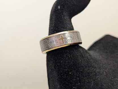 Rare The Lord's Prayer Men's Faith Ring - Size 9.5 - Cross Faith Ring - Our Father Prayer Ring